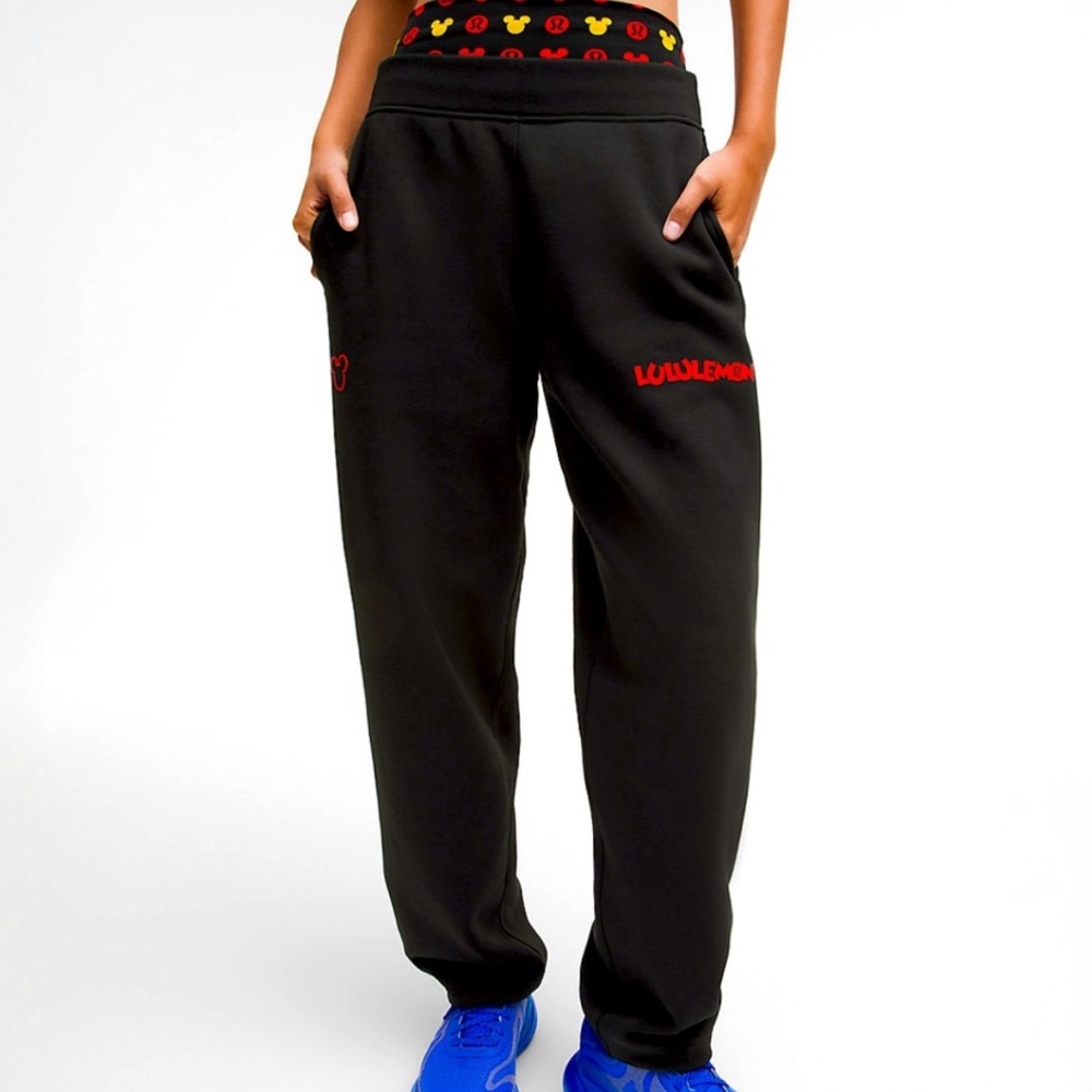 Lululemon Black Sweatpants with Disney Red Logo